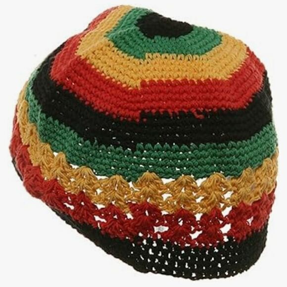 Hand Crochet Beanie Rasta Hat Multi Color - Picture 2 of 3